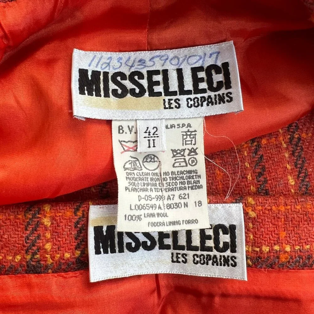 Vintage Matching Set Plaid Wool Mini Skirt Cropped Blazer Jacket Coat Clueless - Picture 6 of 9